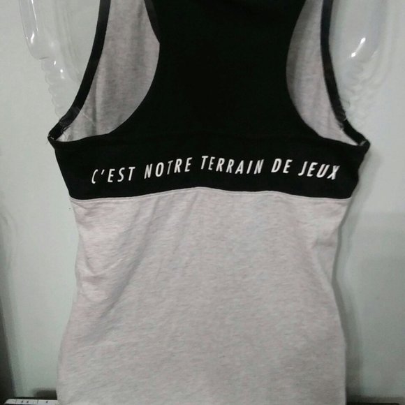 Nike International tank top - size Small.  Light gray, black trim, side splits - Picture 3 of 4